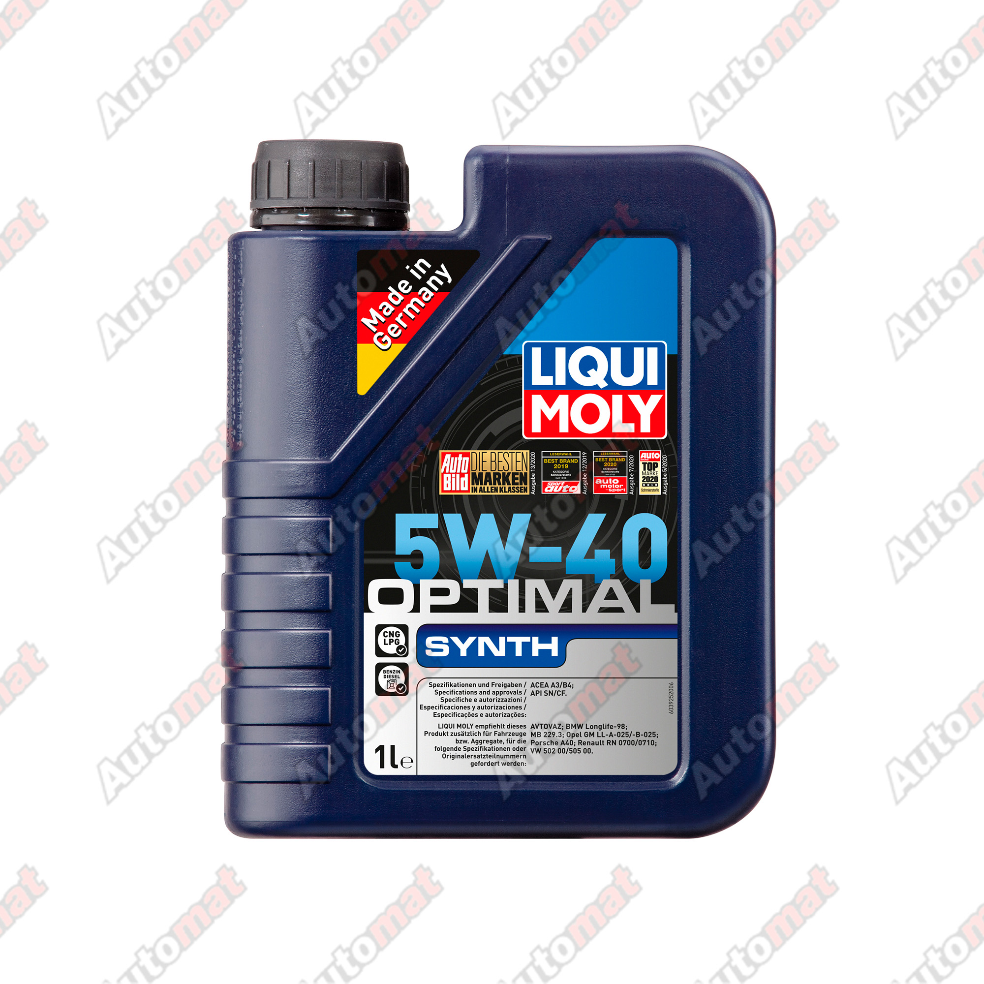 Моторное масло Liqui Moly 5W-40 CF/SN A3/B4 Optimal Synth, 1л