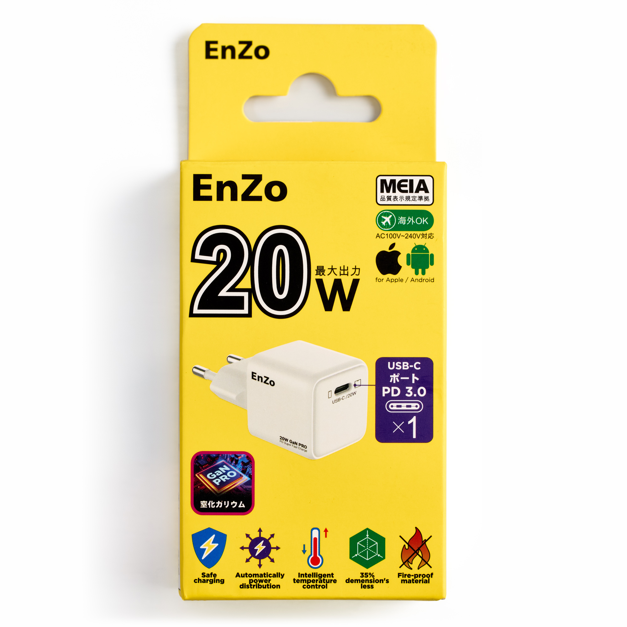 Сетевое зарядное устройство EnZo GaN PRO USB Type-C 20W PD/QC белый W20-1C