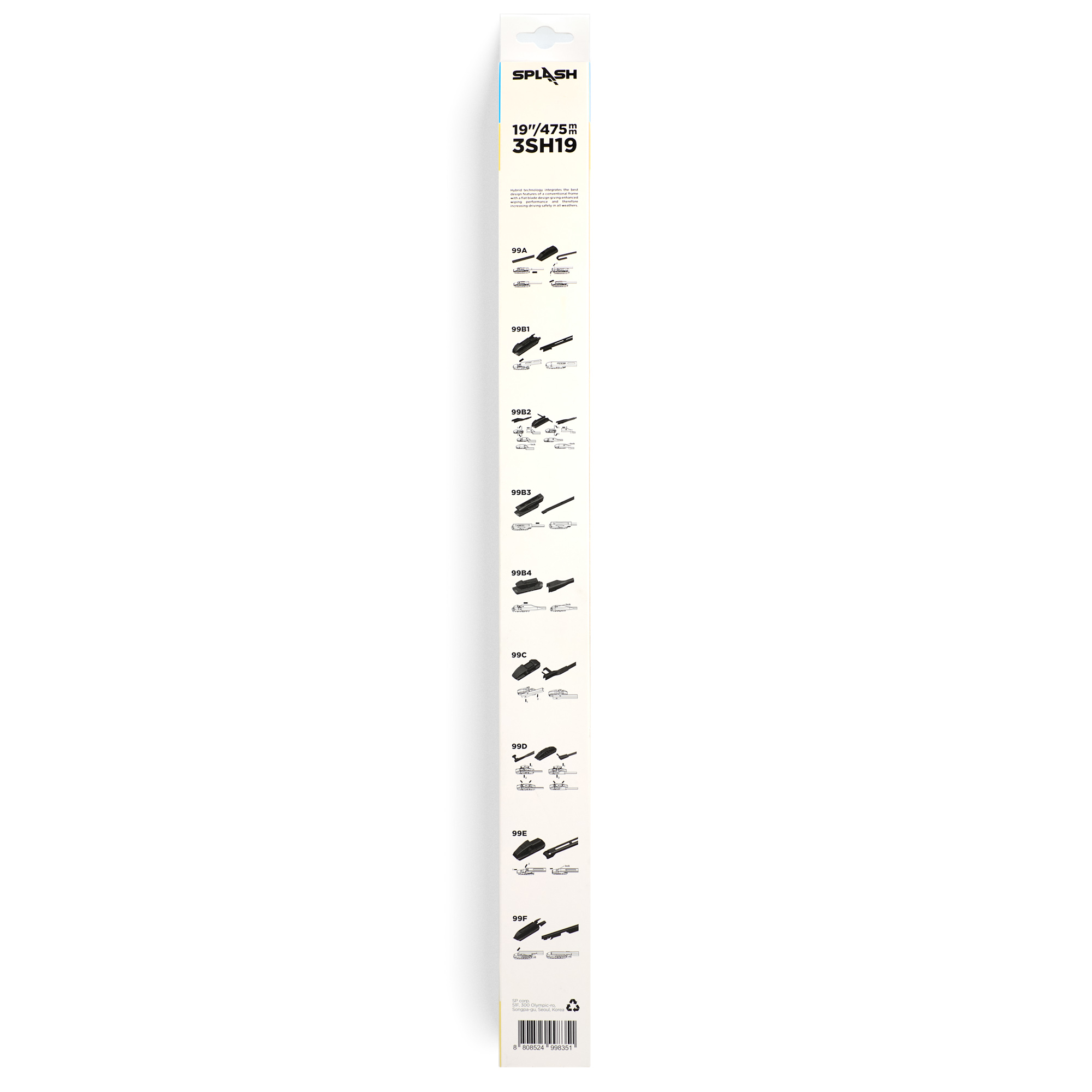 Щетка стеклоочистителя гибридная SPLASH 480mm (19") 3SH19