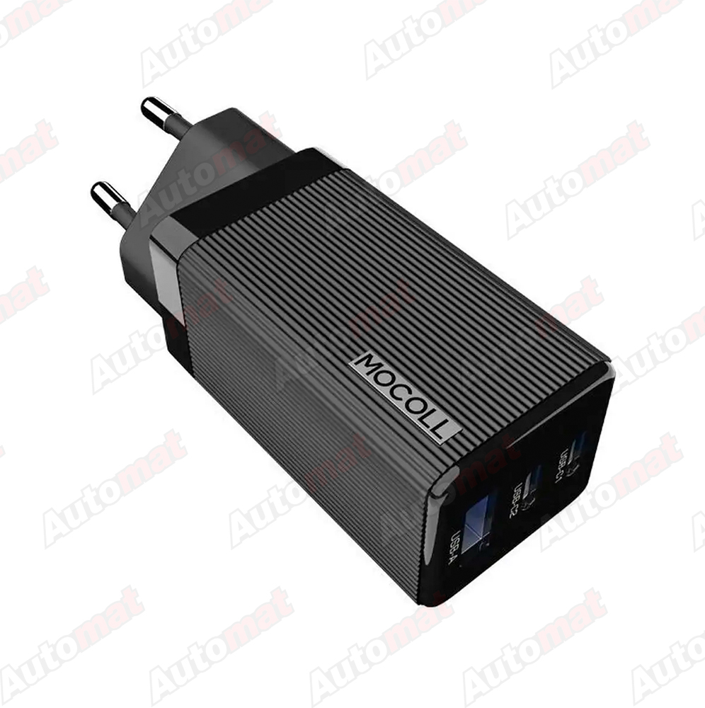 Сетевое зарядное устройство Mocoll 65W Fast Charge Type-C/Tape-A Alfa Series Black