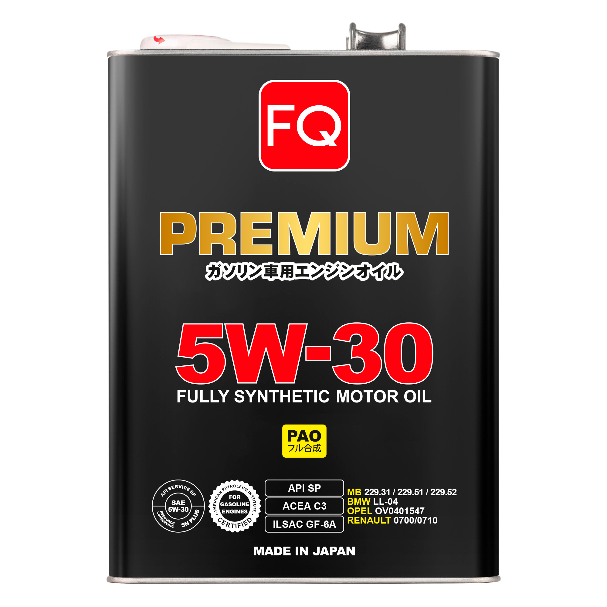 Масло моторное FQ 5W-30 SP/GF-6A/C3 FULLY SYNTHETIC (PAO), 4л