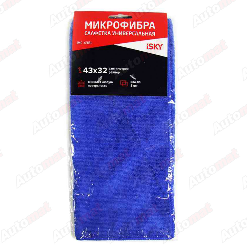 Салфетка iSky для ухода за автомобилем, синяя, 43х32 см / iMC-43BL