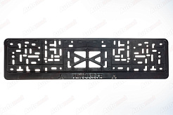 Рамка номера пластмасовая, с защелкой, тиснение Серебром MITSUBISHI (черная)